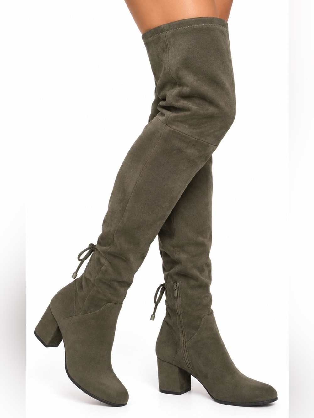 ALDO Adessi Green Olive Suede Tall Over-the-Knee Boots Fall Equestrian Preppy 7